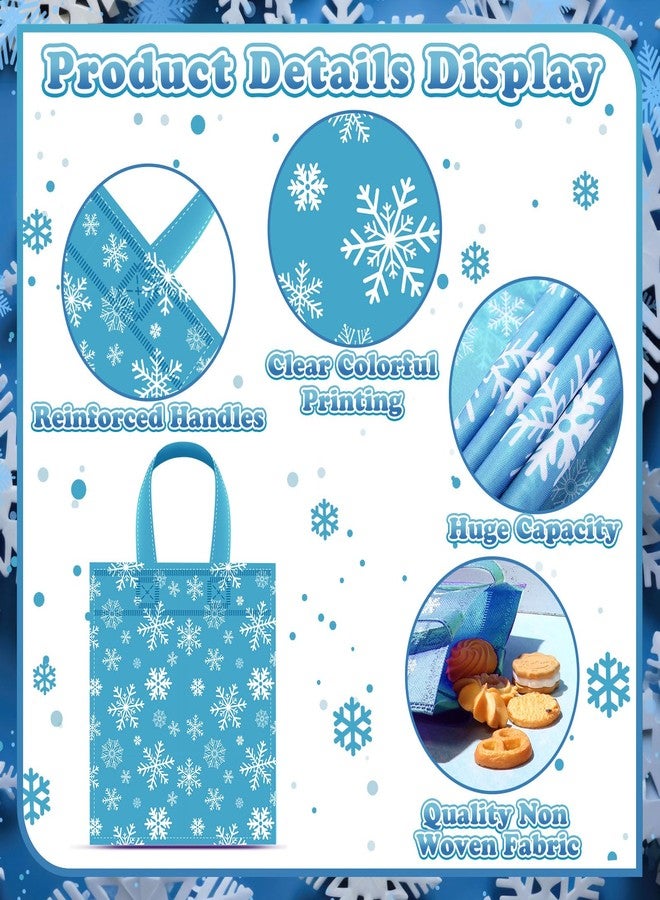 Faccito 24 Pcs Winter Snowflake Gift Bags Christmas Party Favors Bag Purple and Blue Treat Non Woven Bags with Handle for Winter Xmas Princess Holiday Birthday Wonderland Party Supplies Decoration - Image 3